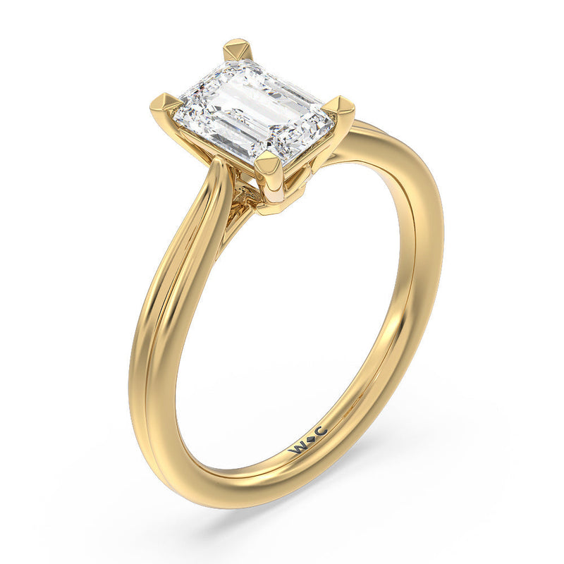 Grooved Taper Cathedral Solitaire Engagement Ring