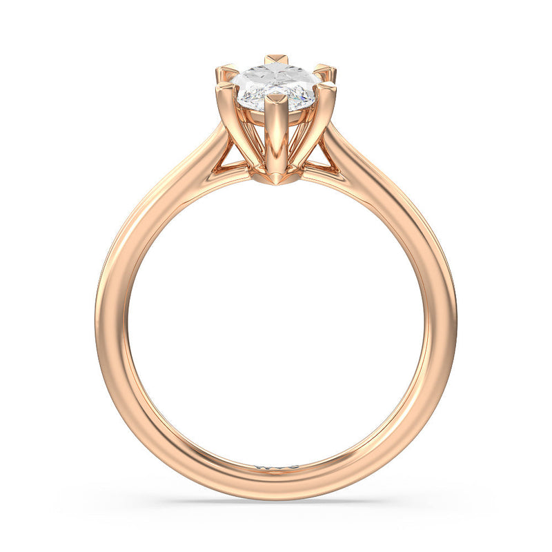 Grooved Taper Cathedral Solitaire Engagement Ring
