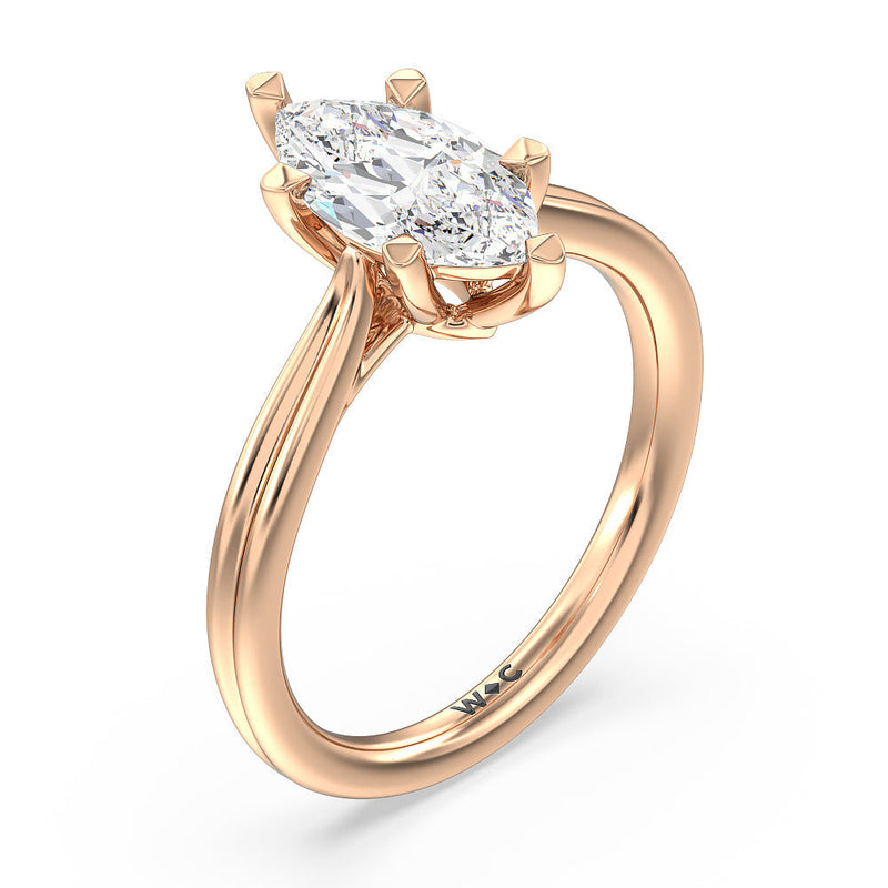 Grooved Taper Cathedral Solitaire Engagement Ring