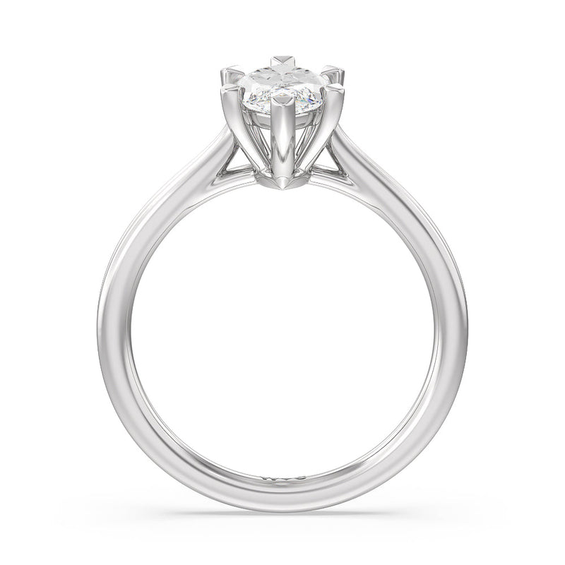 Grooved Taper Cathedral Solitaire Engagement Ring