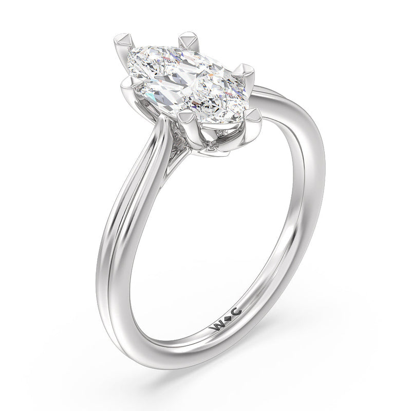 Grooved Taper Cathedral Solitaire Engagement Ring