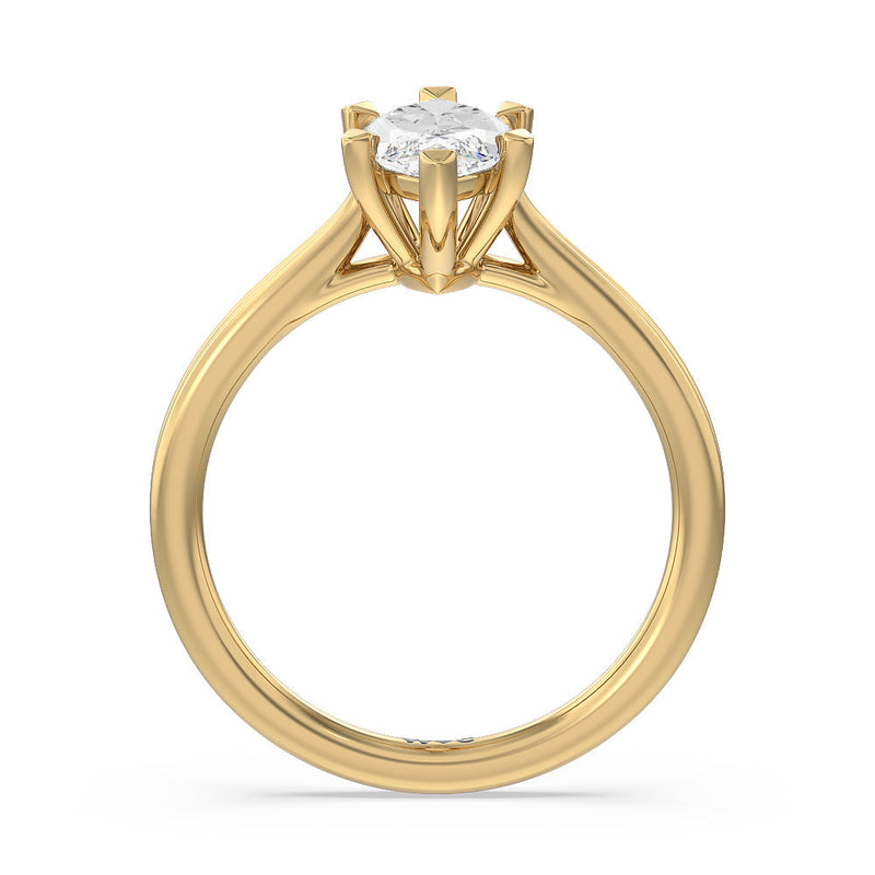 Grooved Taper Cathedral Solitaire Engagement Ring