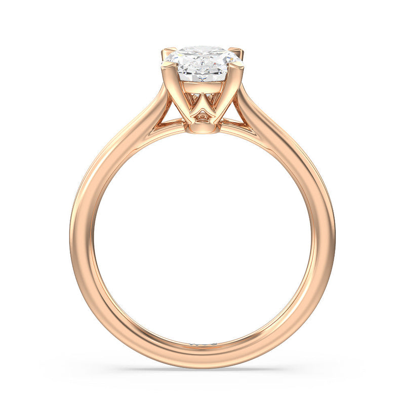 Grooved Taper Cathedral Solitaire Engagement Ring