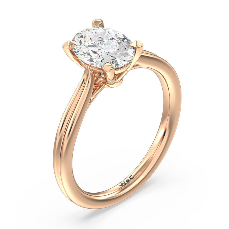 Grooved Taper Cathedral Solitaire Engagement Ring