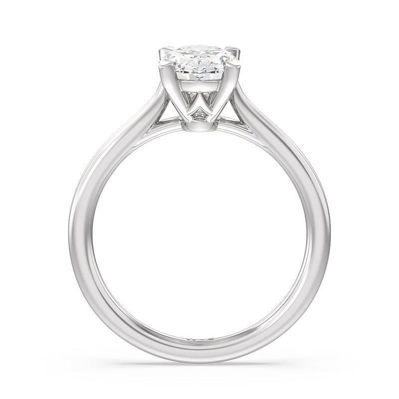 Grooved Taper Cathedral Solitaire Engagement Ring