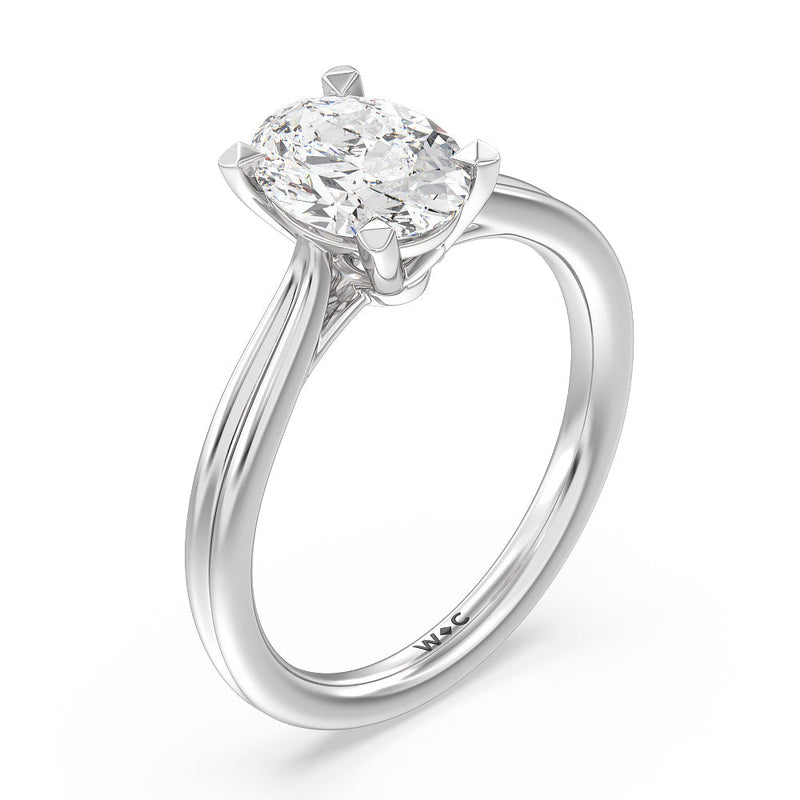 Grooved Taper Cathedral Solitaire Engagement Ring