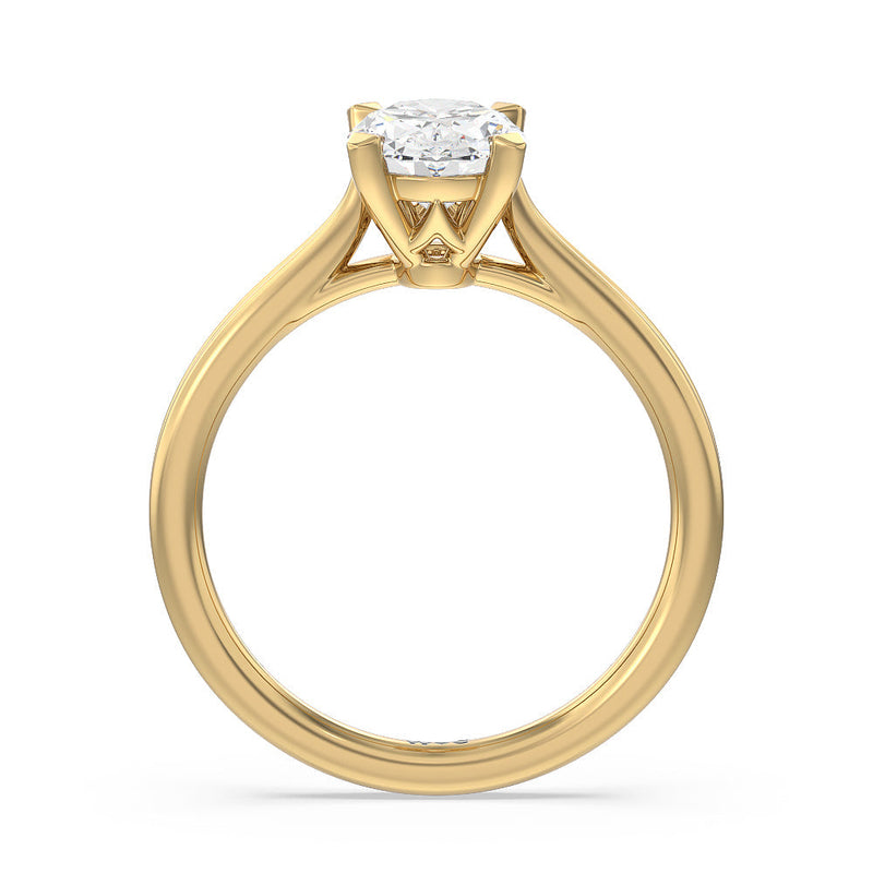 Grooved Taper Cathedral Solitaire Engagement Ring