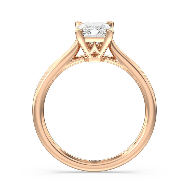 Grooved Taper Cathedral Solitaire Engagement Ring
