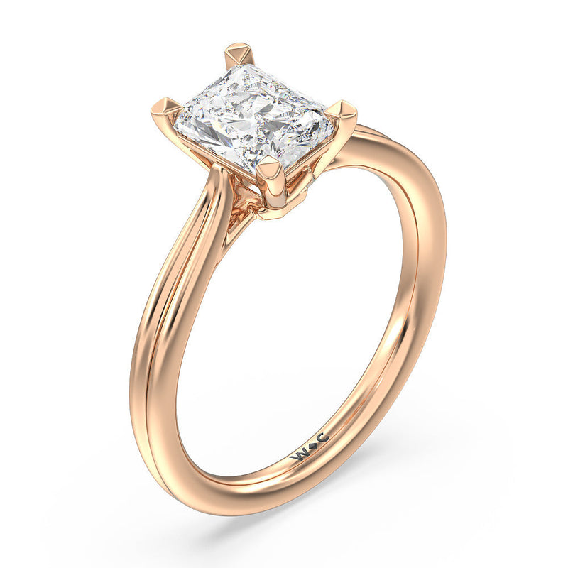 Grooved Taper Cathedral Solitaire Engagement Ring