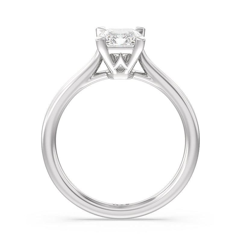 Grooved Taper Cathedral Solitaire Engagement Ring