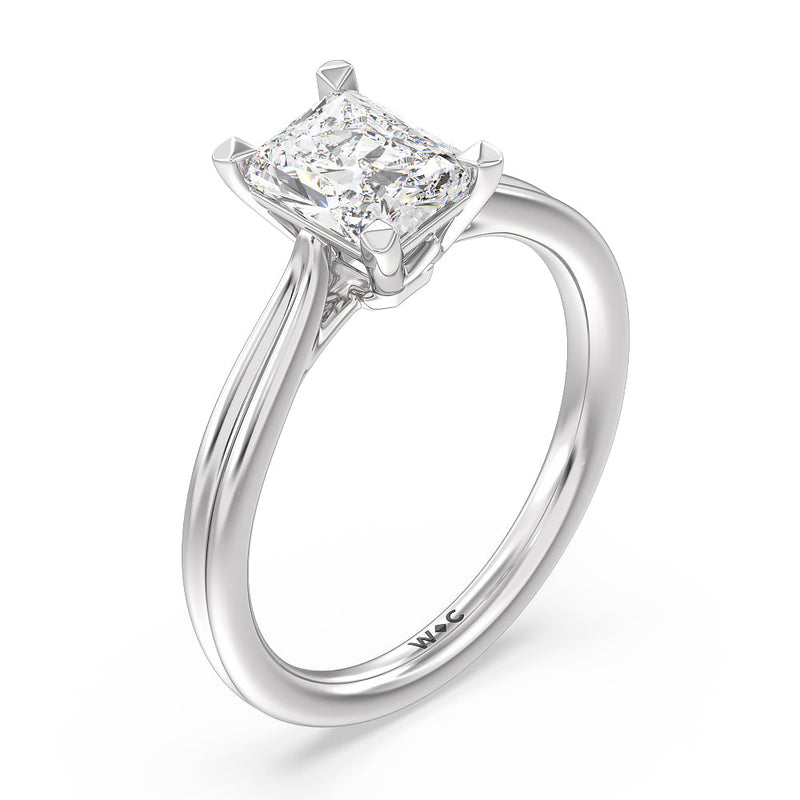 Grooved Taper Cathedral Solitaire Engagement Ring