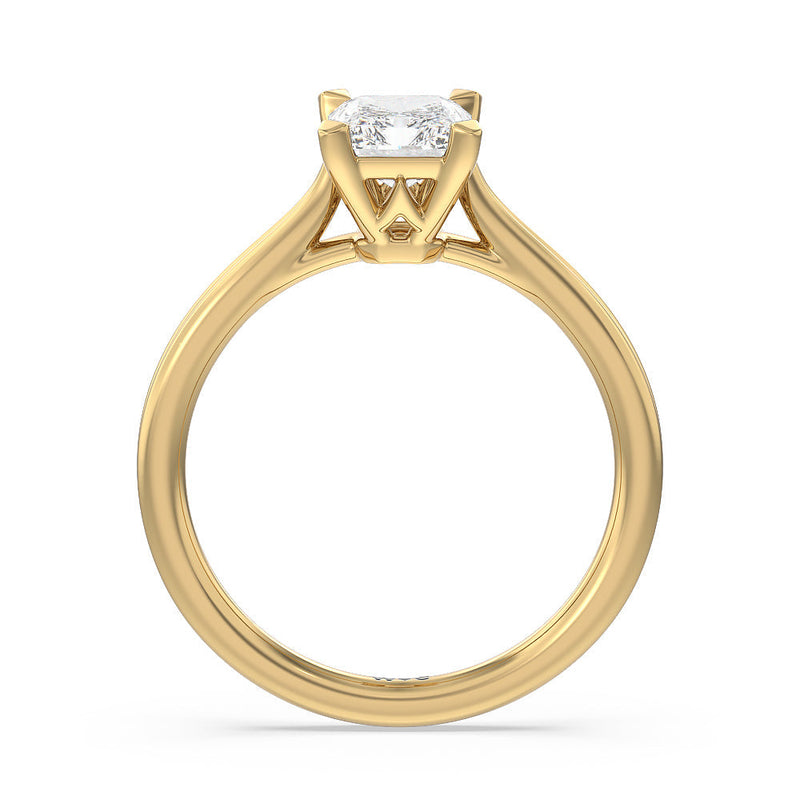 Grooved Taper Cathedral Solitaire Engagement Ring