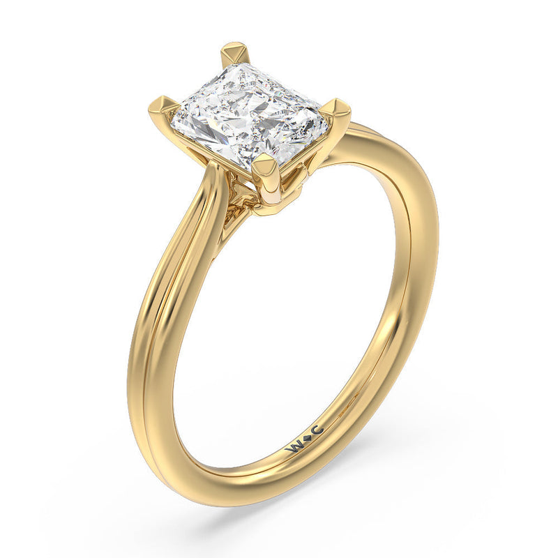 Grooved Taper Cathedral Solitaire Engagement Ring