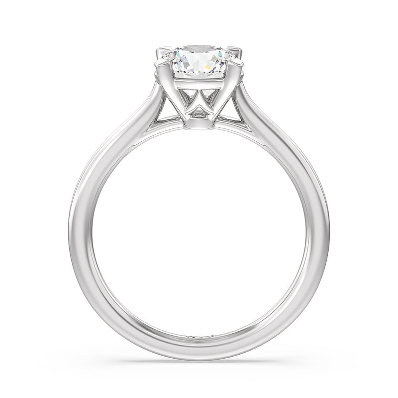 Grooved Taper Cathedral Solitaire Engagement Ring