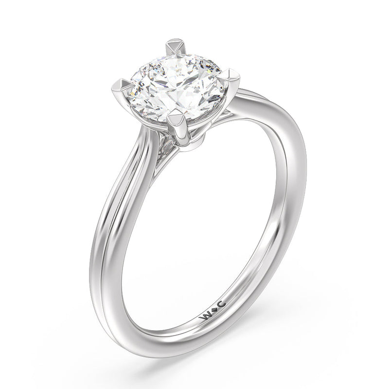 Grooved Taper Cathedral Solitaire Engagement Ring