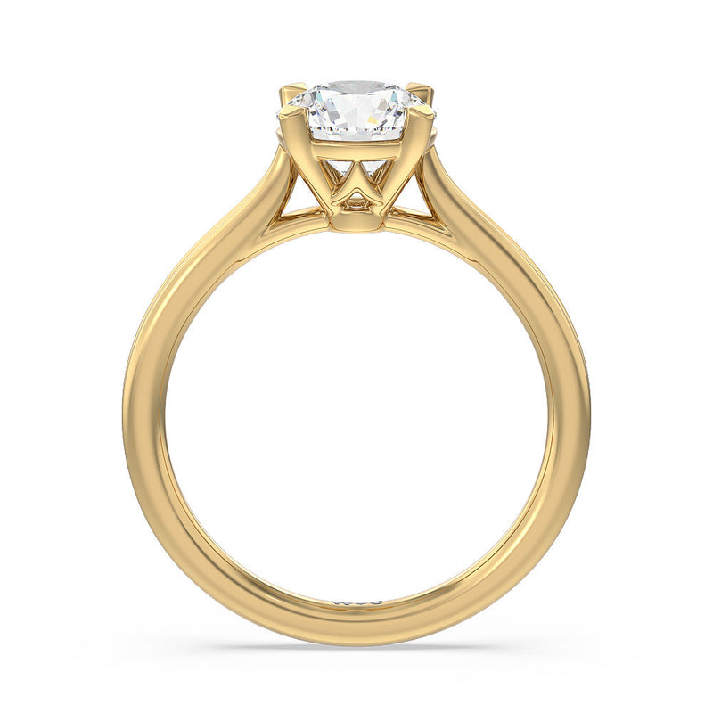 Grooved Taper Cathedral Solitaire Engagement Ring