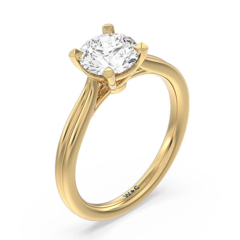 Grooved Taper Cathedral Solitaire Engagement Ring