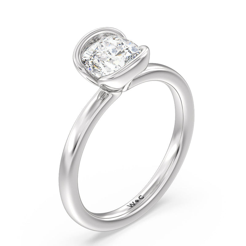 Seamless Half Bezel Solitaire Engagement Ring