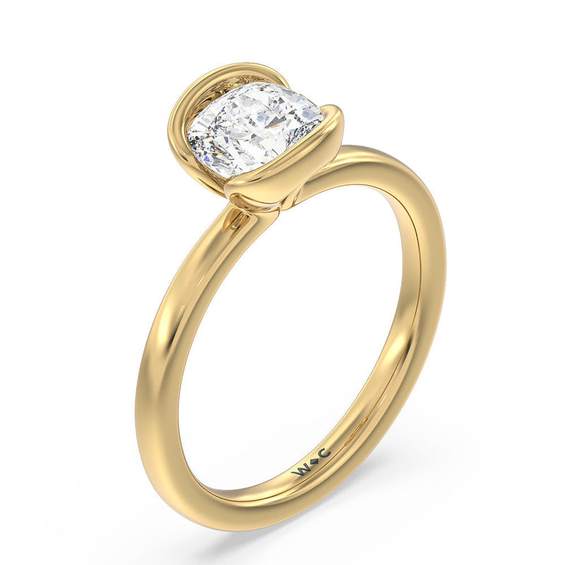 Seamless Half Bezel Solitaire Engagement Ring