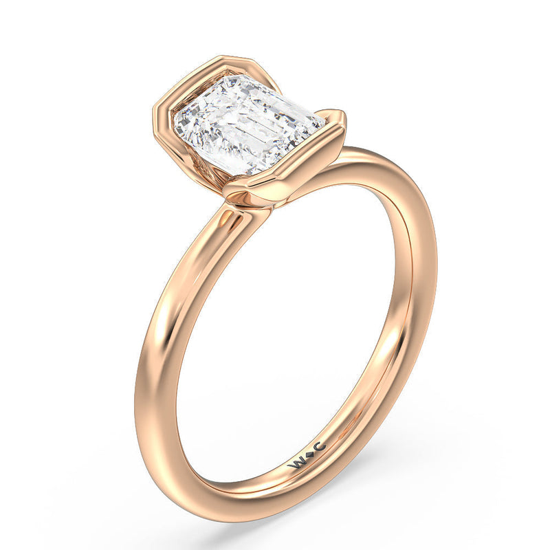Seamless Half Bezel Solitaire Engagement Ring
