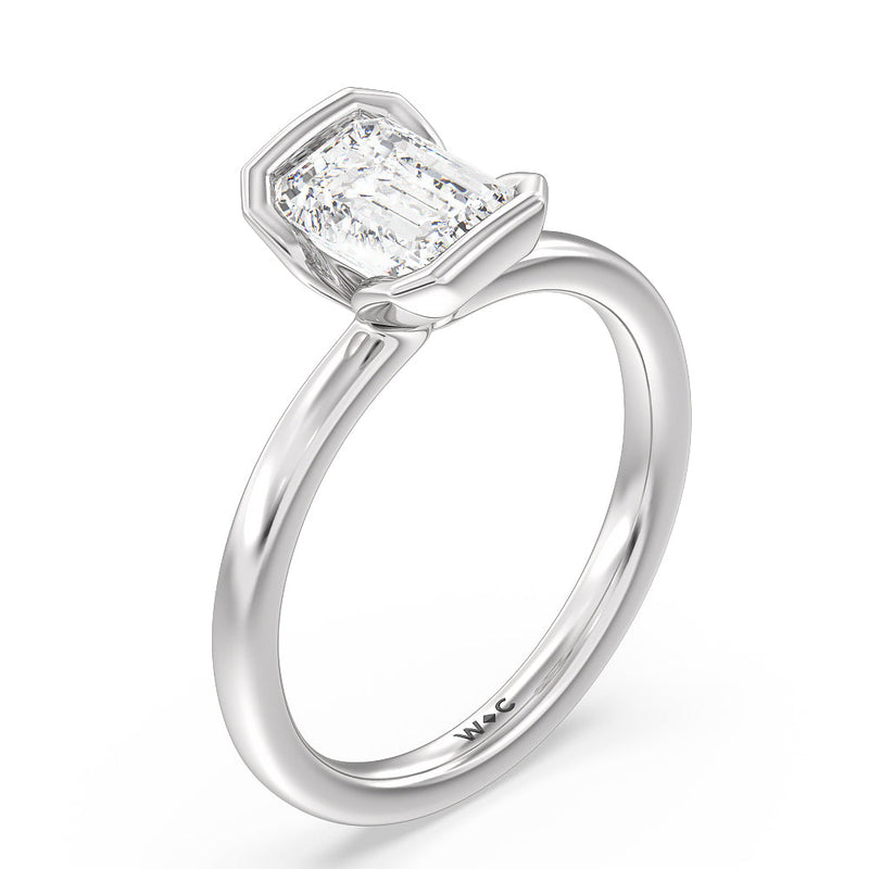 Seamless Half Bezel Solitaire Engagement Ring