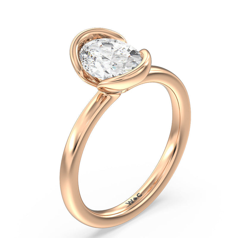 Seamless Half Bezel Solitaire Engagement Ring