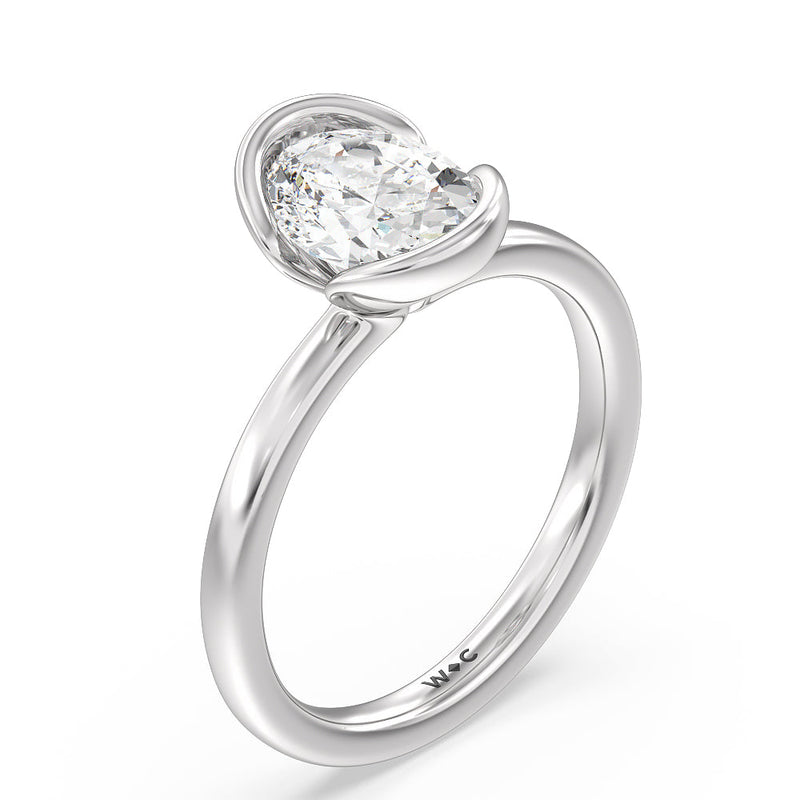 Seamless Half Bezel Solitaire Engagement Ring