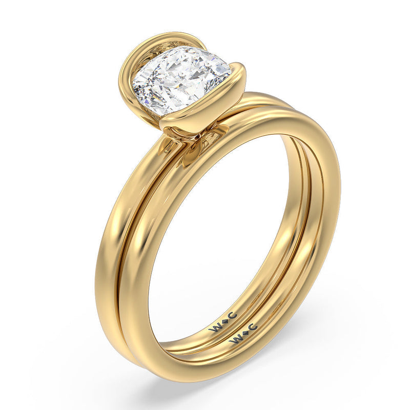 Seamless Half Bezel Solitaire Engagement Ring