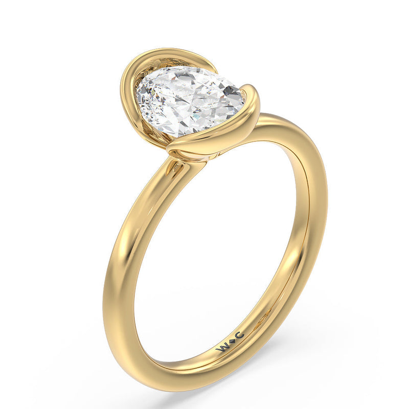 Seamless Half Bezel Solitaire Engagement Ring
