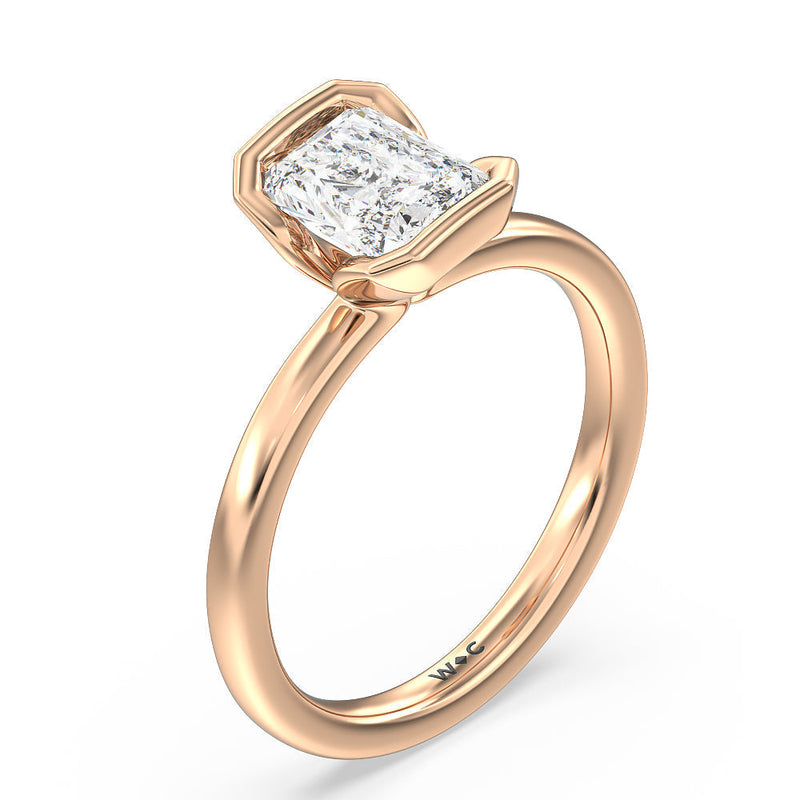 Seamless Half Bezel Solitaire Engagement Ring