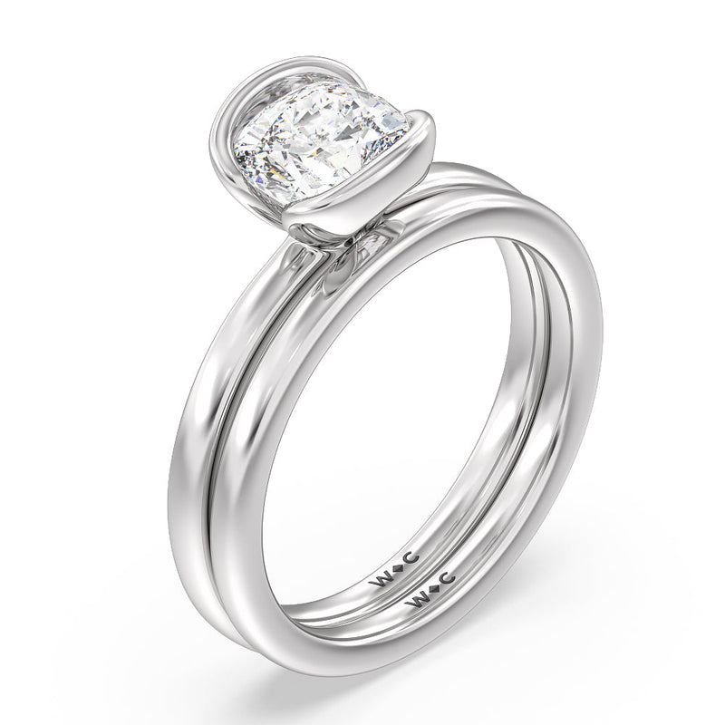Seamless Half Bezel Solitaire Engagement Ring