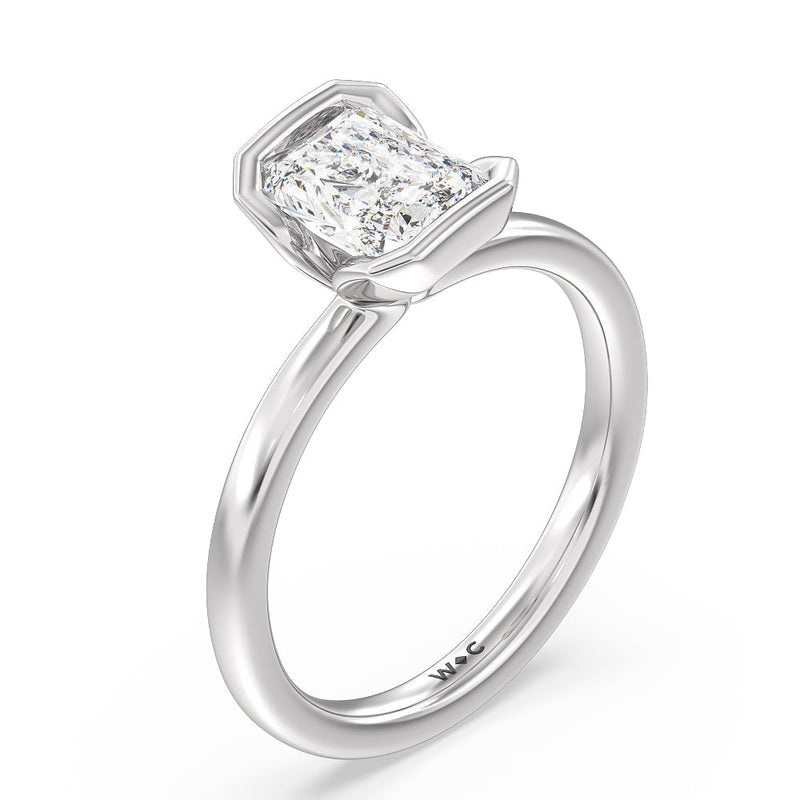 Seamless Half Bezel Solitaire Engagement Ring