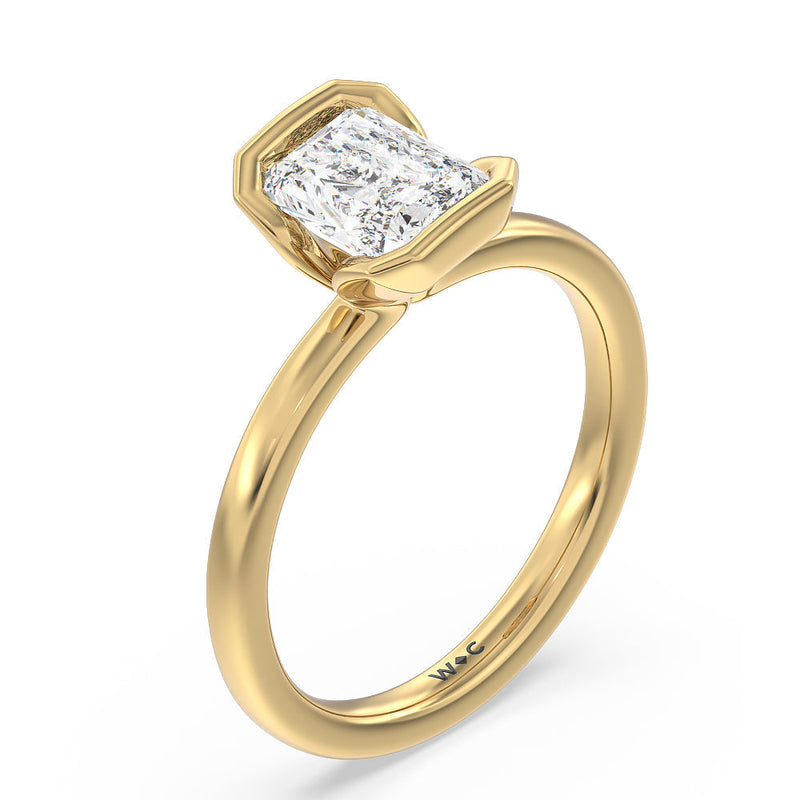Seamless Half Bezel Solitaire Engagement Ring