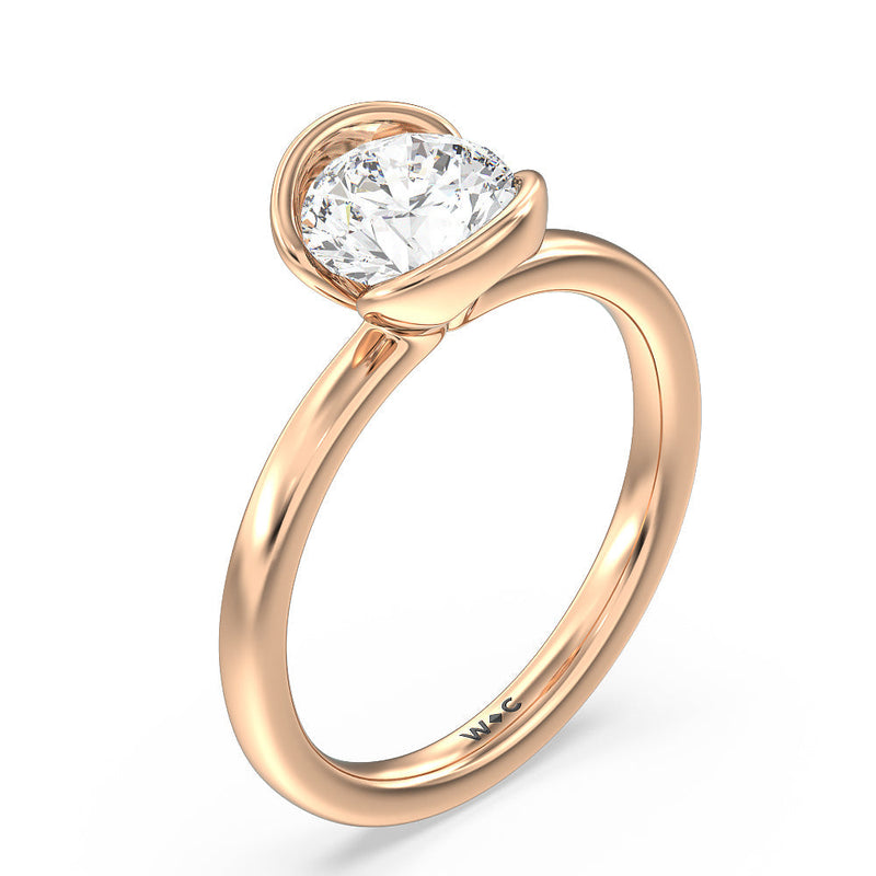 Seamless Half Bezel Solitaire Engagement Ring
