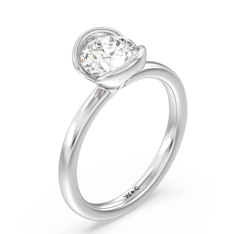 Seamless Half Bezel Solitaire Engagement Ring