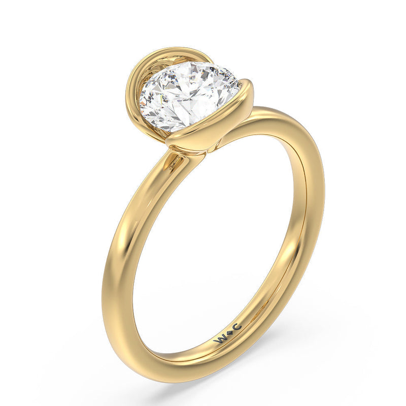 Seamless Half Bezel Solitaire Engagement Ring