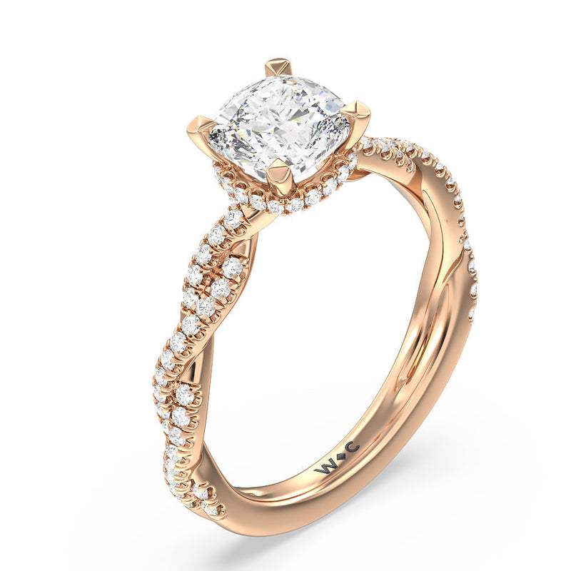 Twisted Shank Hidden Halo Engagement Ring