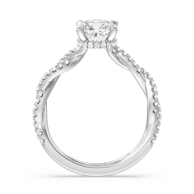 Twisted Shank Hidden Halo Engagement Ring