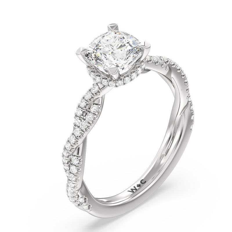 Twisted Shank Hidden Halo Engagement Ring