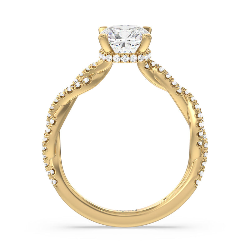 Twisted Shank Hidden Halo Engagement Ring