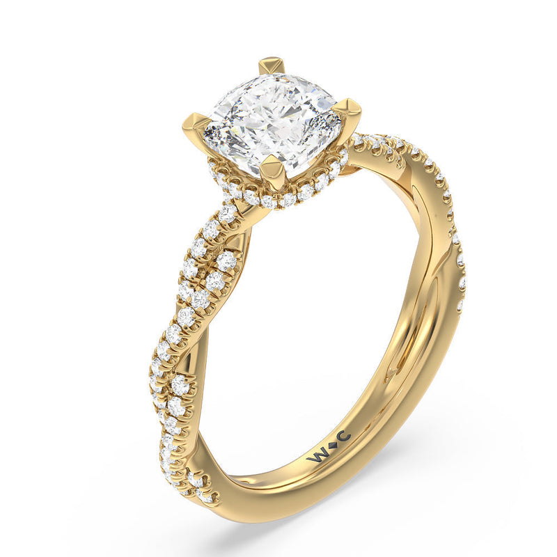 Twisted Shank Hidden Halo Engagement Ring