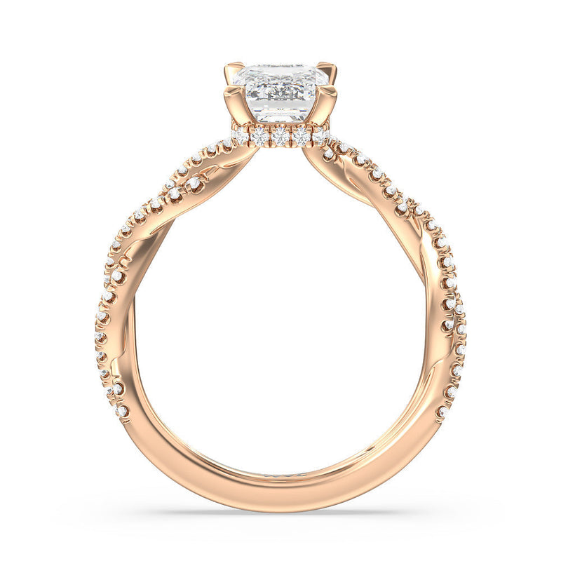 Twisted Shank Hidden Halo Engagement Ring