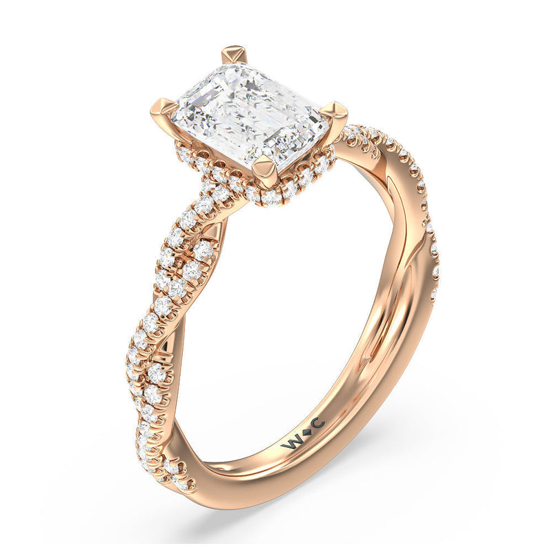 Twisted Shank Hidden Halo Engagement Ring