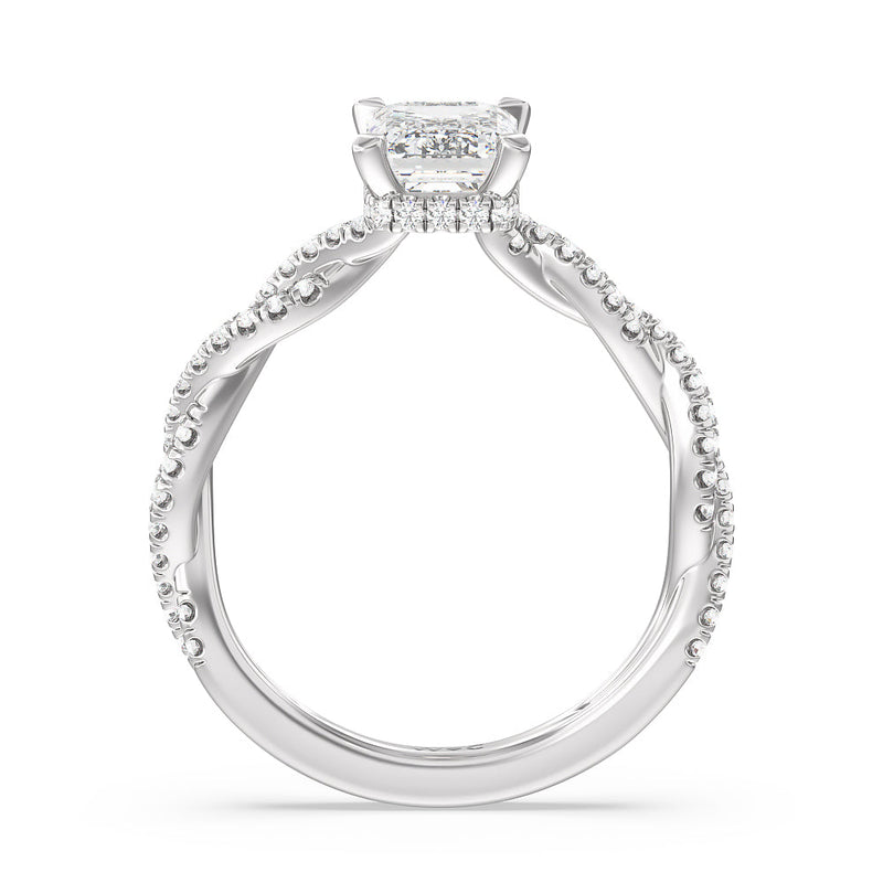 Twisted Shank Hidden Halo Engagement Ring