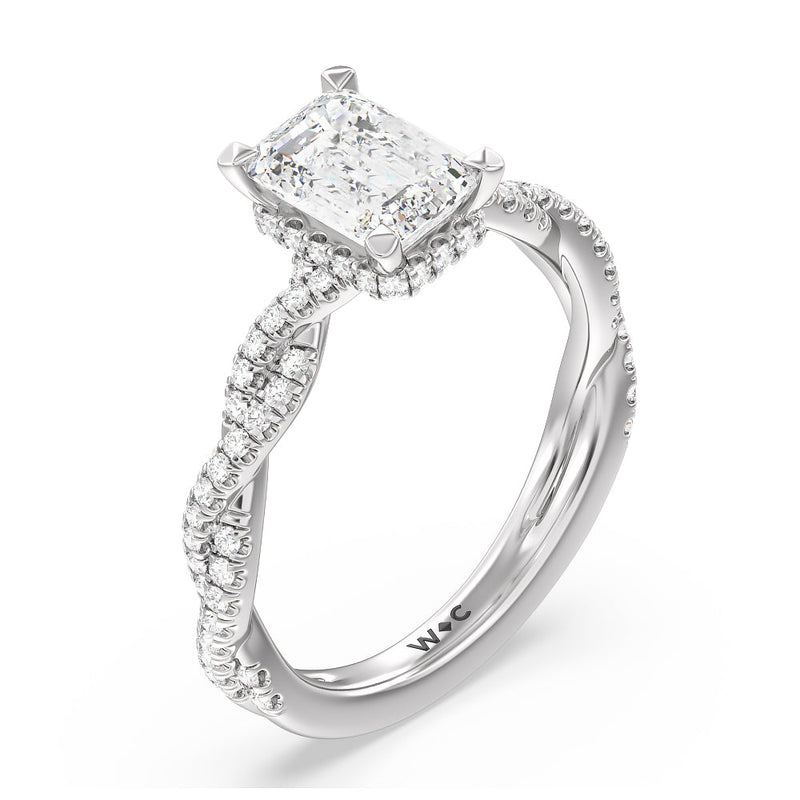 Twisted Shank Hidden Halo Engagement Ring