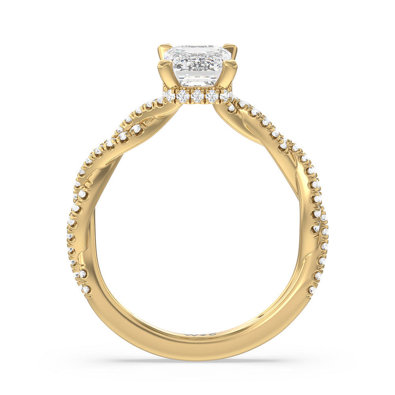 Twisted Shank Hidden Halo Engagement Ring