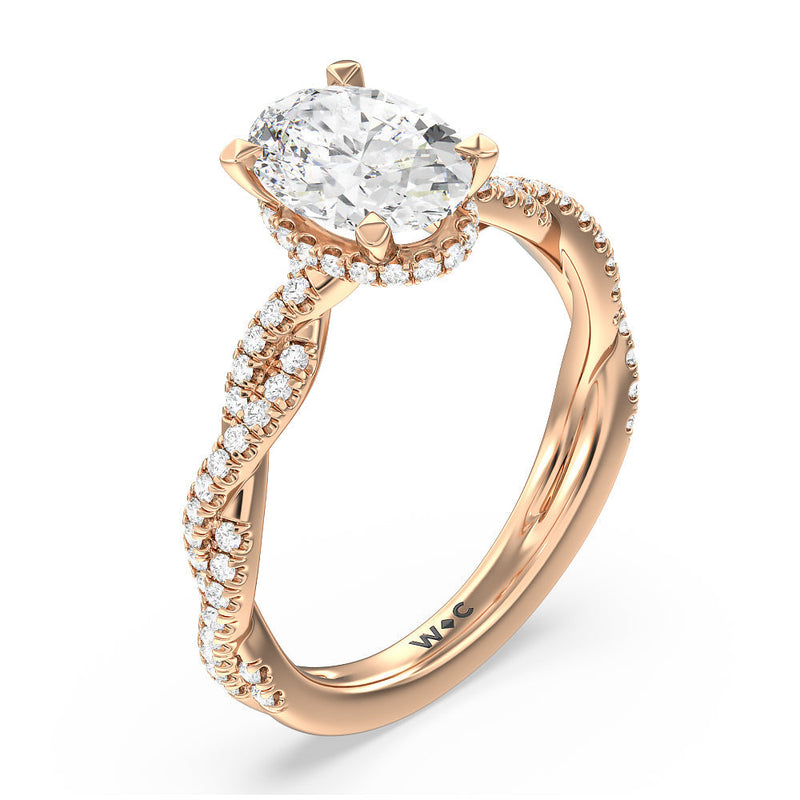Twisted Shank Hidden Halo Engagement Ring