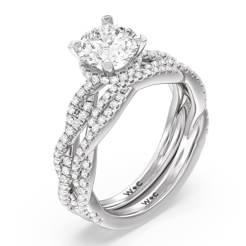 Twisted Shank Hidden Halo Engagement Ring