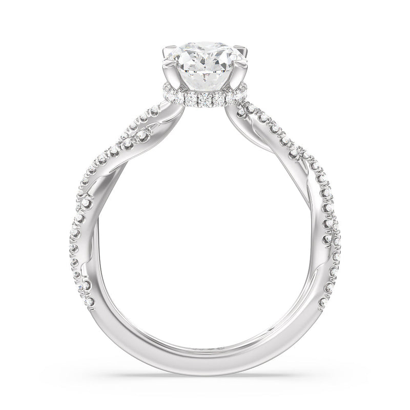 Twisted Shank Hidden Halo Engagement Ring