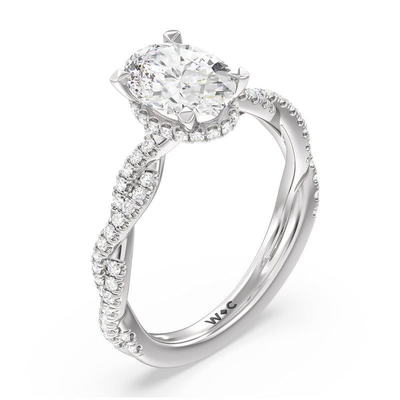 Twisted Shank Hidden Halo Engagement Ring